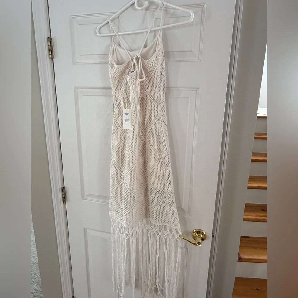 Abercrombie & Fitch Crochet-Style Fringe Mini Dress size m NWT - Picture 7 of 10
